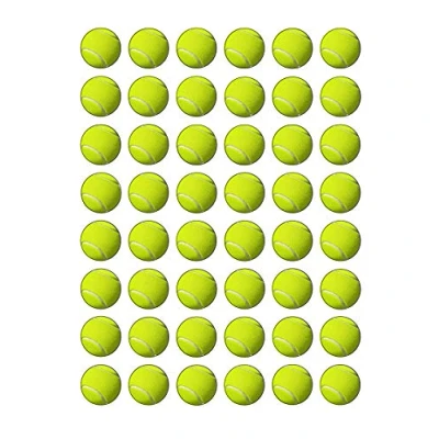 Image of 48 Tennis Balls Themed Round Edible Wafer Paper Cake Toppers Decorations