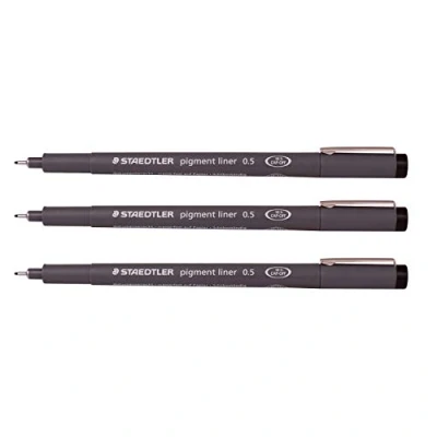 Image of Staedtler 0.5 mm Pigment Liner Fineliner Sketching Drawing Drafting Pens Pack of 3