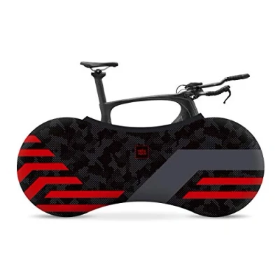Image of Velo Sock Bicycle Indoor Cover for Storage and Transportation, Stretchy Dirt Proof Fabric, Bike Travel Protection Red Lines