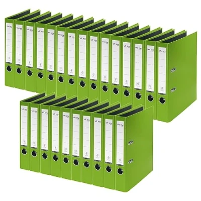 Image of VON Leitz 10560055 A4 Folder, Cardboard with Plastic Cover, 50 mm Spine Width, for 350 Sheets, Blue Angel &amp; FSC Certified, School, Study Home, Green,