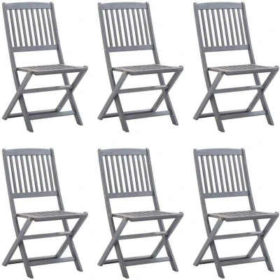 Image of vidaXL Folding Outdoor Chairs 6 pcs Solid Acacia Wood