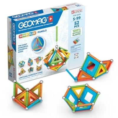 Image of Geomag, Supercolor Recycled, Magnetic Constructions, Colorful Bars and Panels, 42 Piece Pack, 100% Recycled Plastic