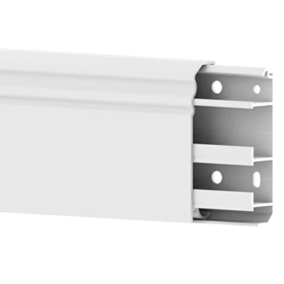 Image of Cable Coach 6 m Sockelleiste Berliner Profil 20x80 mm aus PVC, mit integriertem Kabelkanal, Farbe: Weiß, Höhe: 80 (4 Stück Länge 1,5 m)