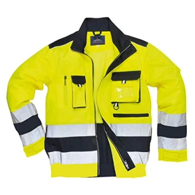 Image of Portwest Lille Hi Vis Jacket, Size: XL, Colour: Yellow/Navy, TX50YNRXL