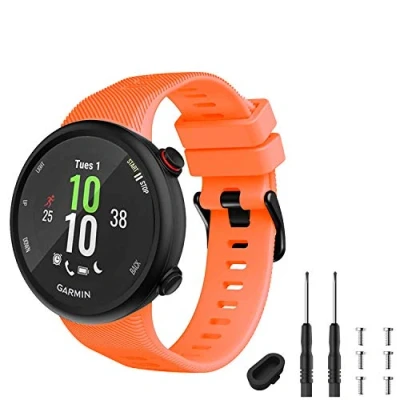 Image of GVFM Strap Compatible with Garmin Forerunner 45, Sport Silicone Wristband Arm Band Replacement Bracelet for 45 and Swim 2 (Orange)