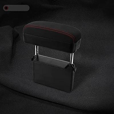 Image of Qirc Car Armrest Box Protector Center Console Extender Elbow and Forearm Wrist Support Adjustable Height Comfort Pad Universal (Black Red Suede)