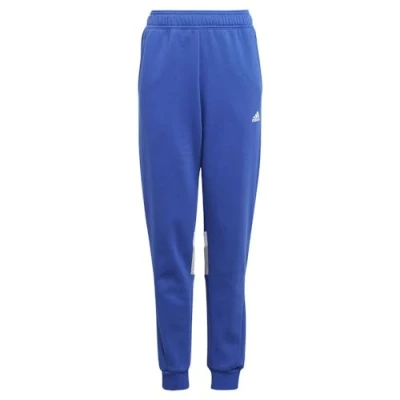 Image of adidas Unisex Kids Tiberio 3 Stripes Colorblock Fleece Pants Kids, semi Lucid Blue/Medium Grey Heather/White, 13 14 Years