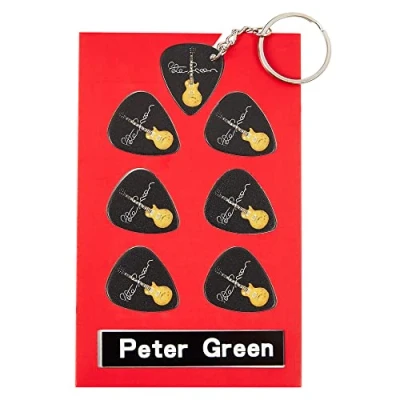 Image of P Green Guitar Plectrum Gift Set 6 Artist Plectrums 1 Keyring