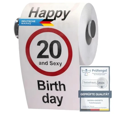 Image of GOODS+GADGETS Funny Birthday Toilet Paper Decoration Gift Item (20th Birthday)