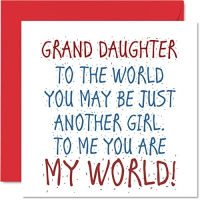 Image of Lovely Birthday Cards for Granddaughter Grand Daughter You Are My World Happy Card from Grandparent, Gifts, 145mm x Card, Greeting Gift Girls