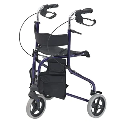 Image of Drive Devilbiss Tri Walker Walking Aid with Seat and backrest, Blue