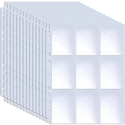 Image of KAHEIGN 32Pcs Trading Card Sleeves, 540 Pockets Double Sided Sleeve Pages 11 Holes Plastic Binder Sheets Clear Game Protectors for Pokemon Yu Gi Oh Sports Cards fit 3 Ring