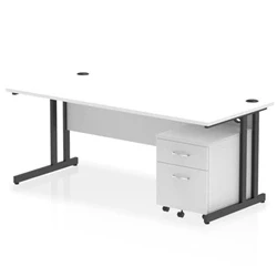 Image of Impulse 1800x800 Desk Cantilever Leg White/Black 2 Drawer Mobile Ped