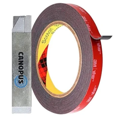 Image of CANOPUS Waterproof 3M Double Sided Tape (12.7 mm x 3m), Heavy Duty Mounting Tape, Extra Strong VHB Ideal for LED Strip Lights, Home Decor, Indoor and Outdoor use, Black