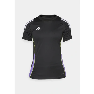Image of adidas Performance TIRO24 Women Sports Tshirt, Women&#039;s, Size: Small, Black/purple rush
