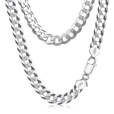 Image of Amberta Men 925 Sterling Silver Cuban Chain: Gold Necklace for 2.8 mm 20 inch