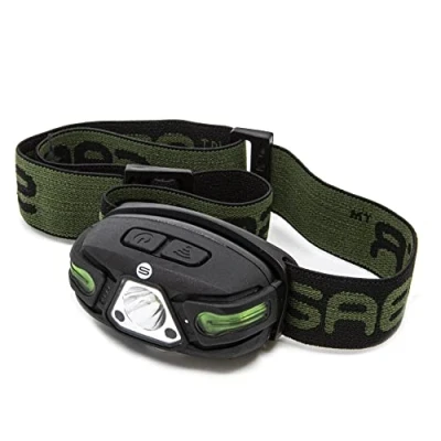 Image of Saber Sensorbeam Advanced Head Torch 3 Light Settings Adjustable Elasticated Headband Lightweight, Water Resistant &amp; Rechargeable 5 Hour Battery Life Perfect Fishing Accessory