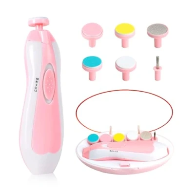 Image of Baby Nail Trimmer Electric,Baby Clippers, 6 in 1 File,Nail File Grooming Kit Manicure Set for Toddler or Adults (Pink 1)