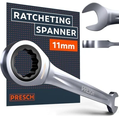 Image of PRESCH Ratchet Spanner 11mm Minimal Return Angle (4, 90 Teeth) 15 Offset for Tight Spaces Precision Milled, Durable Ring