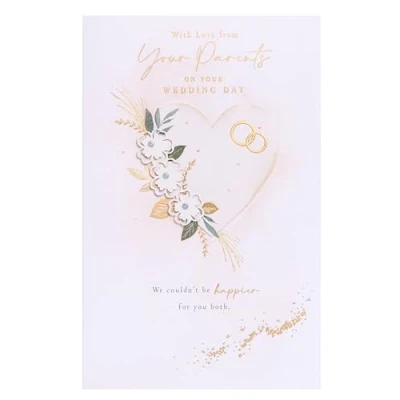 Image of UK Greetings Wedding Day Card from Your Parents Gold Details Design
