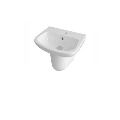 Image of 1 Tap Hole Ceramic Basin &amp; Semi Pedestal 450mm