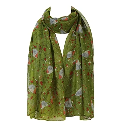 Image of London scarfs Women s fashion Butterfly Print Long Scarves floral Neck Scarf Shawl (Green)