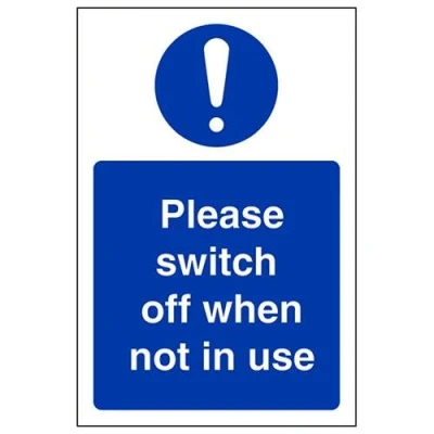 Image of V Safety Switch Off When Not In Use Sign 100mm x 150mm 1mm Rigid Plastic
