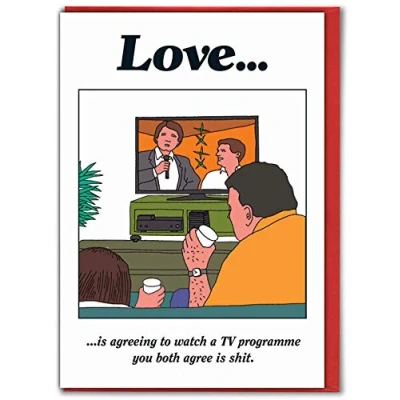 Image of Official Modern Toss Funny Valentines Cards &#039;Love TV&#039; Rude Valentines/Birthday for Him Her Boyfriend Girlfriend Husband Wife Partner Sold by Brainbox Candy
