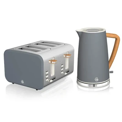 Image of Swan Nordic Slate Grey 1.7 Litre Cordless Kettle and 4 Slice Toaster