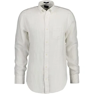 Image of Gant Mens Regular Linen Shirt in White Size 2XL