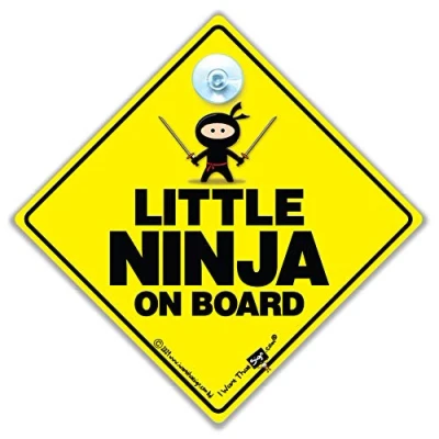 Image of Little Ninja on board, Board Car Sign, baby Novelty Signs, Bumper Sticker Style, Signs