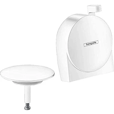 Image of hansgrohe 58117700 Exafill S Fertigset Wanneneinlauf, Ablauf und Überlaufgarnitur Mattweiß Complete Set, matt White