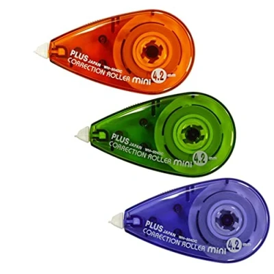 Image of Plus By Pentel Correction Roller Mini 6mx4.2mm Assorted Pack of 3