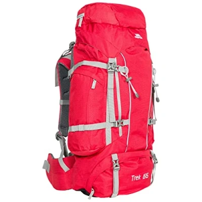 Image of Trespass Trek 66, Red Tone, Backpack / Rucksack 66L with Built In Rain Cover,