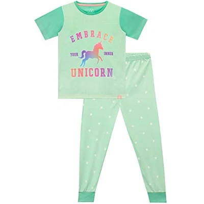 Image of Harry Bear Girls Pyjamas Unicorn Green 9 10 Years