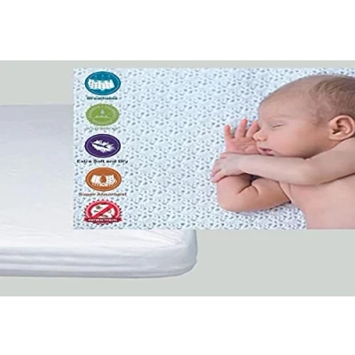 Image of Ti TIN Set of 2 Cotton Mattress Protectors for a Baby Crib, 35x75 cm Terry Cloth, Waterproof, Breathable, Adjustable with Elastic Band, Anti Bacterial, Pieces