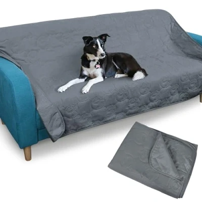 Image of Pawsee Waterproof Dog Blanket for Couch, Washable Pet Couch Cover, Non slip Bed Sofa Furniture Protector Mat 203 x 152 cm Grey