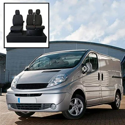 Image of UK Custom Covers SC430B Tailored Heavy Duty Waterproof Front Seat (No Split Passenger Seat) Black To Fit Renault Trafic 2001 2014
