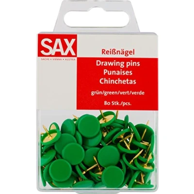 Image of SAX Drawing Pins Pack of 80 Green