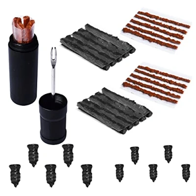 Image of Albedel Bike Tubeless Tire Repair Kit Plugger Plugs Tool Fix Flat Puncture MTB Road Mountain Bicycle+10 Pcs Vacuum Tyre Nail Rubber Self Tapping Screw+25 Strips (10 x1.5 mm+5 x 2.5 mm+10 3.5 mm)