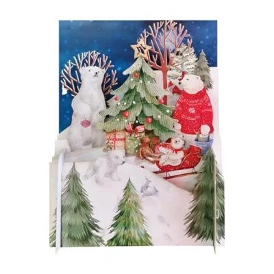 Image of Festive Xmas Polar Bear Scene 3D Pop Up Christmas Greeting Card by Alljoy Cards XPOP034