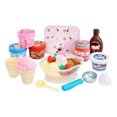 Image of little tikes Creative Chefs Ice Cream Kit With Special Make It Mix Play Sand, 17 Accessories, Realistic Pretend Set, For Boys and Girls Ages 3+, NOT EDIBLE
