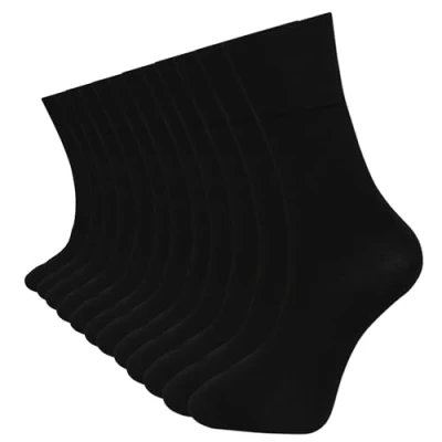 Image of Bonjour Mens Socks (12 pairs) Cotton Rich, Comfortable, Breathable, Designer (Black)