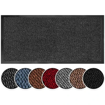 Image of BLADO Washable Door Mats Indoor &amp; Outdoor Non Slippery Heavy Duty Doormats Stylish Large Rubber Mat Perfect Dust Grabbing (Anthracite, 60cm x 160cm)