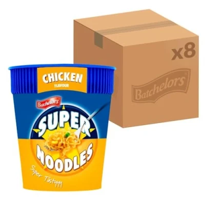 Image of Batchelors Super Noodles Chicken Flavour, Instant Snack Ready in 4 Minutes, 75 g Pot (Pack Of 8)