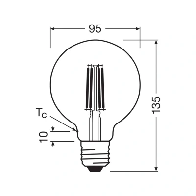 Image of Osram Classic LED Filament Buclassic, Clear Glass Filament, 3.8 W, E27, EEK A, 806 lm for General Lighting.