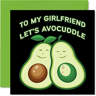 Image of Funny Birthday Cards for Girlfriend Lets Avocuddle Joke Happy Card from Boyfriend Partner, Gift, 145mm x Anniversary Greeting