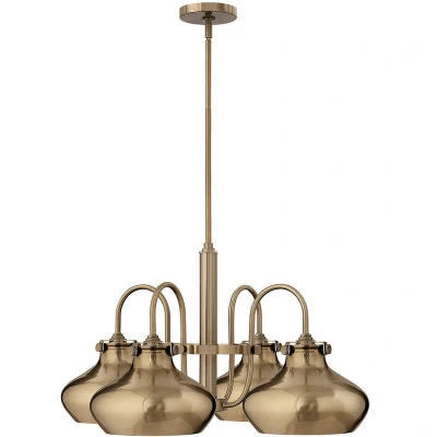Image of Hinkley Congress Pendant Light Multi Arm Dome Shades 4x E27 Brushed Caramel