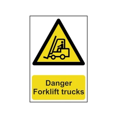 Image of Scan SCA0954 Self adhesive PVC sign Danger Forklift trucks 200 x 300mm,White