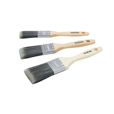 Image of ProDec PBPT038 3 piece Decorator Synthetic Paint Brush Set for a Smooth Finish Painting with Paints on Walls, Ceilings, Wood and Metal, Contains 1 inch, 1.5 inch 2 Brushes, Brown